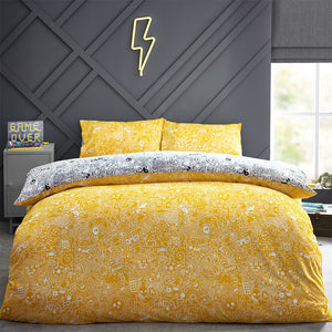 Doodles Single Duvet Set White/Black - Riva