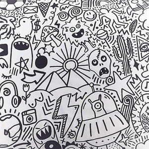 Doodles Single Duvet Set White/Black - Riva