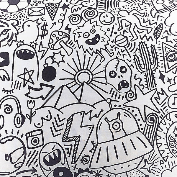 Doodles Single Duvet Set White/Black - Riva