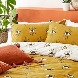 Theia King Size Duvet Set Ochre - Riva