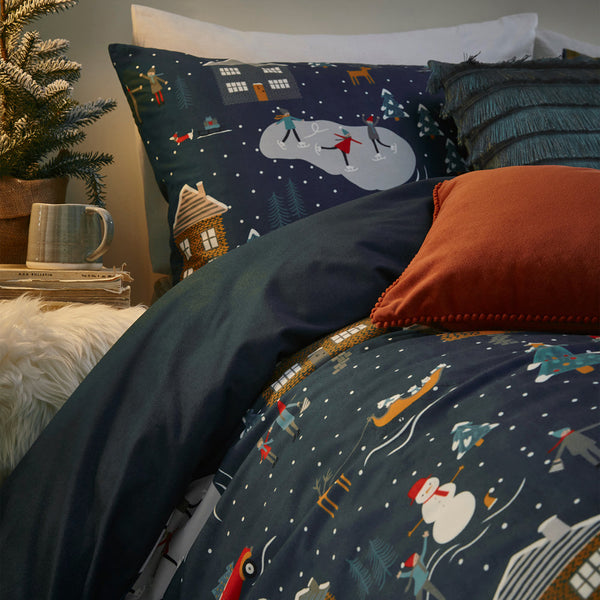 Winter Pines Single Duvet Set Navy - Riva