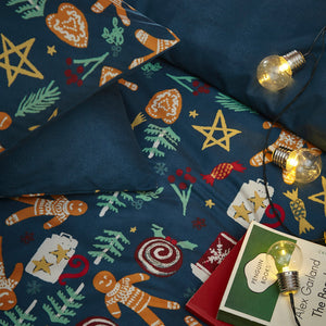 Yuletide Treats Single Duvet Set Navy - Riva