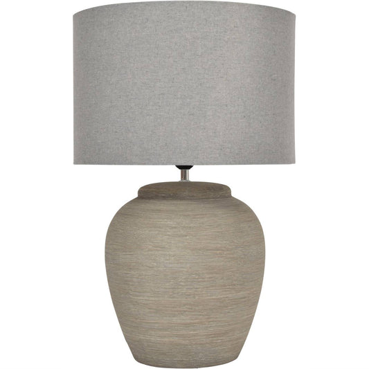 Baslow Etched Grey Small Ceramic Lamp with Shade - E27 60W