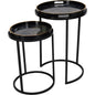 Vesuvius Black and Gold Set of 2 Side Tray Tables