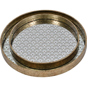 Deco Scallop Antique Gold Set of 2 Trays by Libra, image 2