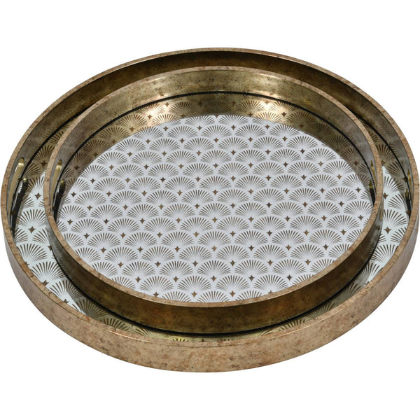 Deco Scallop Antique Gold Set of 2 Trays by Libra, image 2