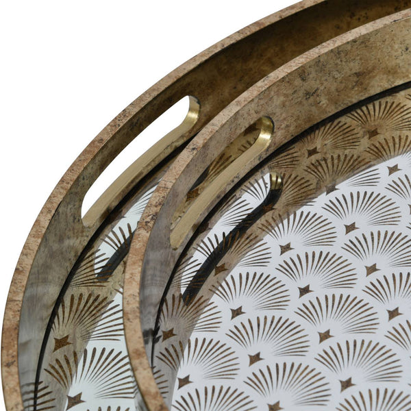 Deco Scallop Antique Gold Set of 2 Trays by Libra, image 3