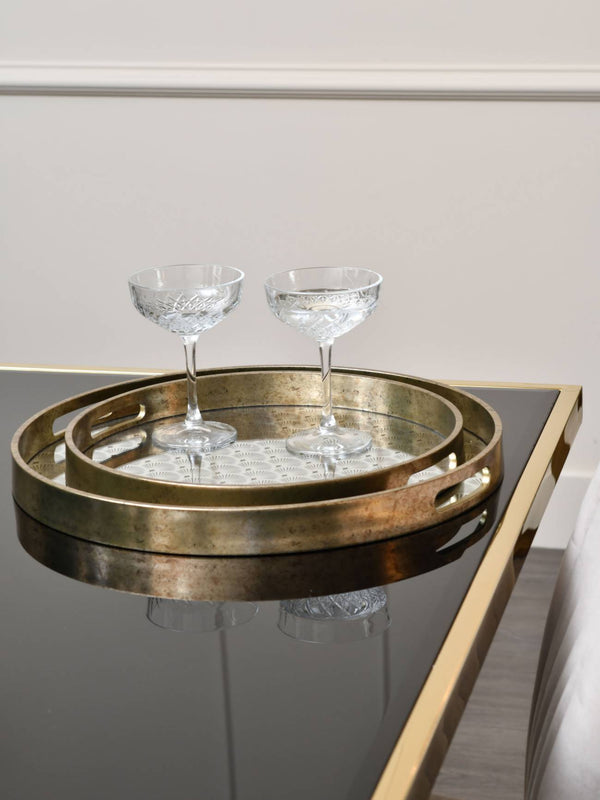 Deco Scallop Antique Gold Set of 2 Trays by Libra, image 5