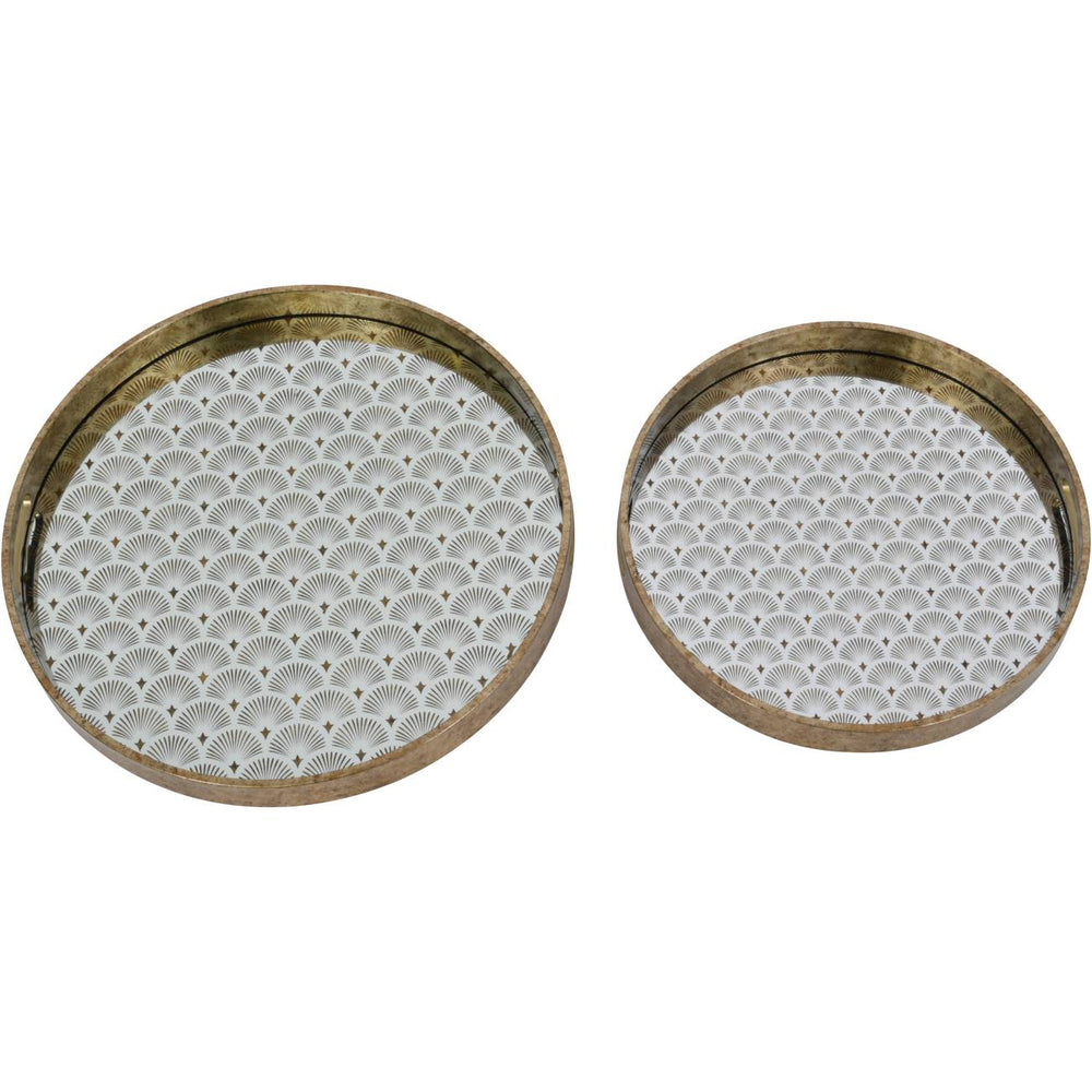 Deco Scallop Antique Gold Set of 2 Trays by Libra