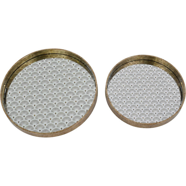 Deco Scallop Antique Gold Set of 2 Trays by Libra