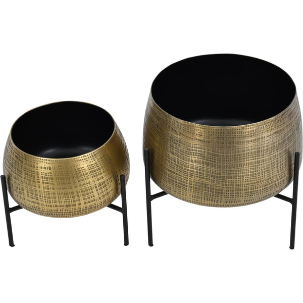 Clyde Tabletop Brass Set of 2 Planters by Libra, image 2