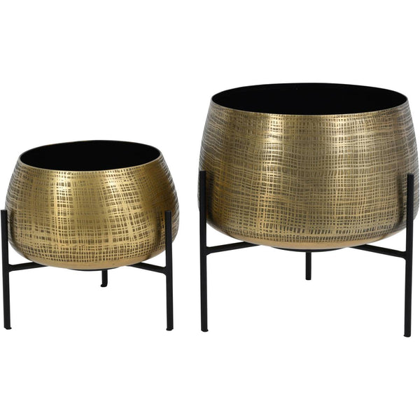 Clyde Tabletop Brass Set of 2 Planters by Libra