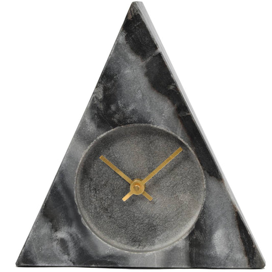 Grey Marble Triangular Mantel Clock