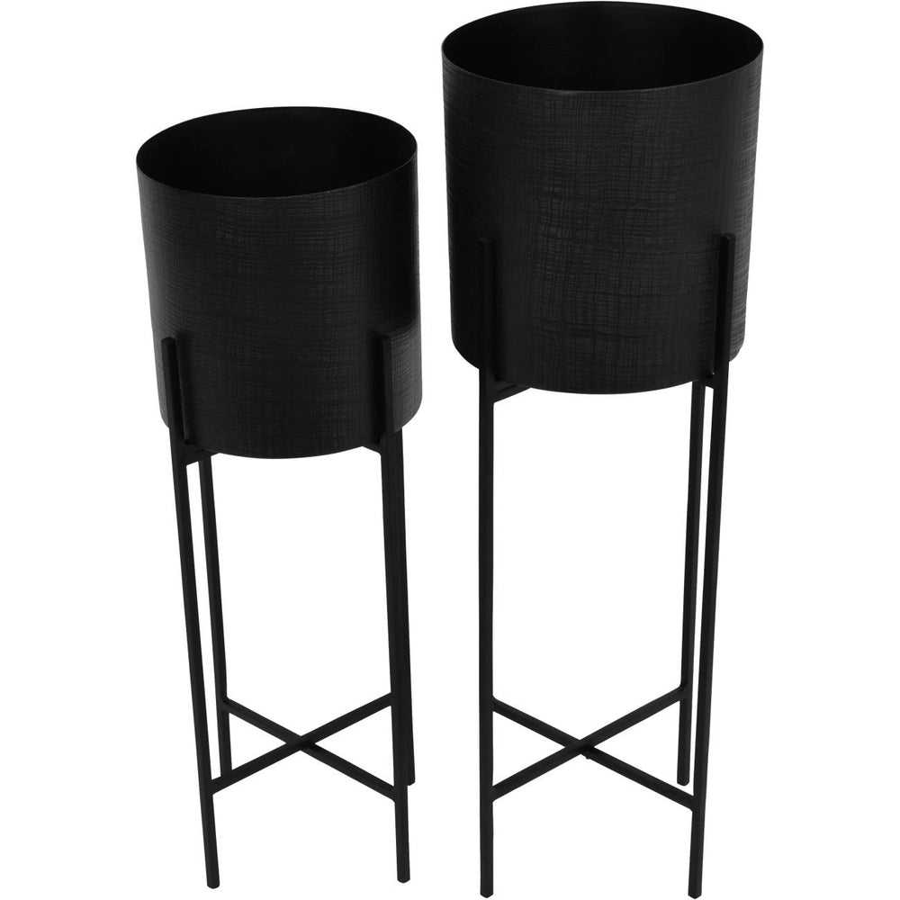 Clyde Floor Standing Matt Black Set of 2 Planters by Libra