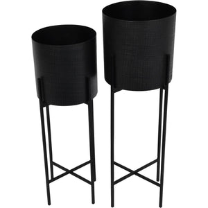Clyde Floor Standing Matt Black Set of 2 Planters by Libra, image 2