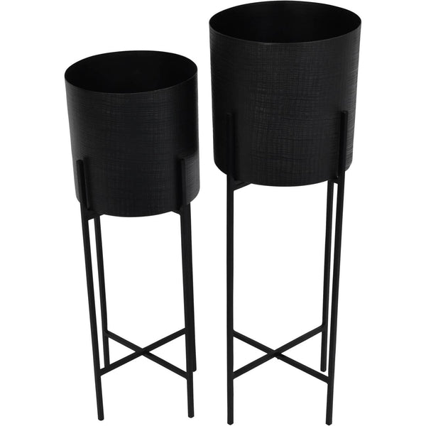 Clyde Floor Standing Matt Black Set of 2 Planters by Libra, image 2