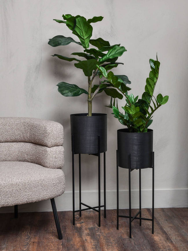 Clyde Floor Standing Matt Black Set of 2 Planters by Libra, image 6