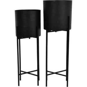 Clyde Floor Standing Matt Black Set of 2 Planters by Libra
