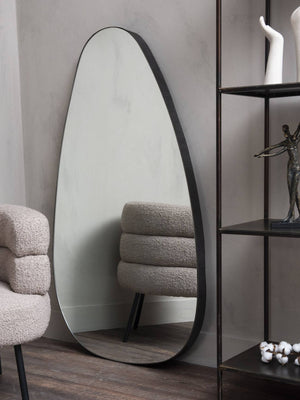 Organic Oversized Metal Framed Mirror Oak Wood Finish 150x86cm by Libra, image 6