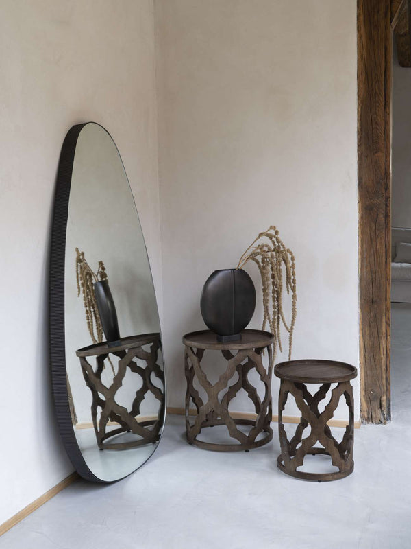Organic Oversized Metal Framed Mirror Oak Wood Finish 150x86cm by Libra, image 7