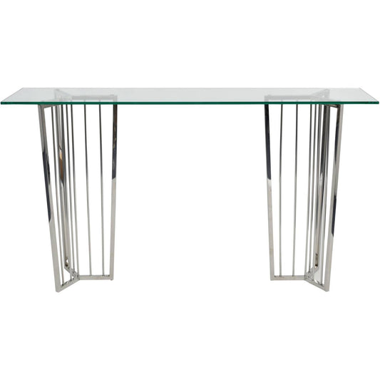 Abington Stainless Steel Frame and Clear Glass Console Table