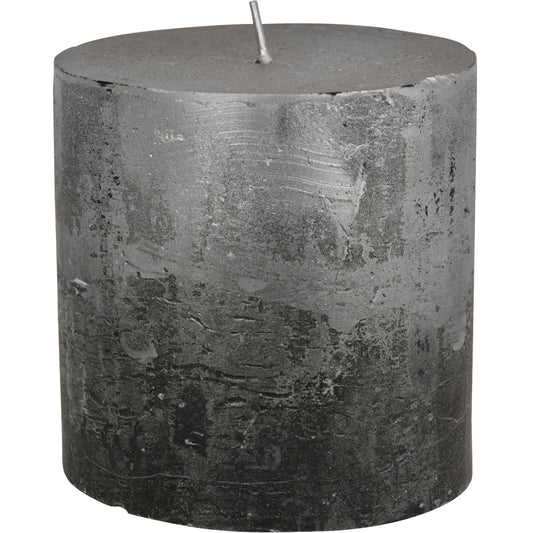 Libra Black and Silver Ombre Pillar Candle 10x10cm