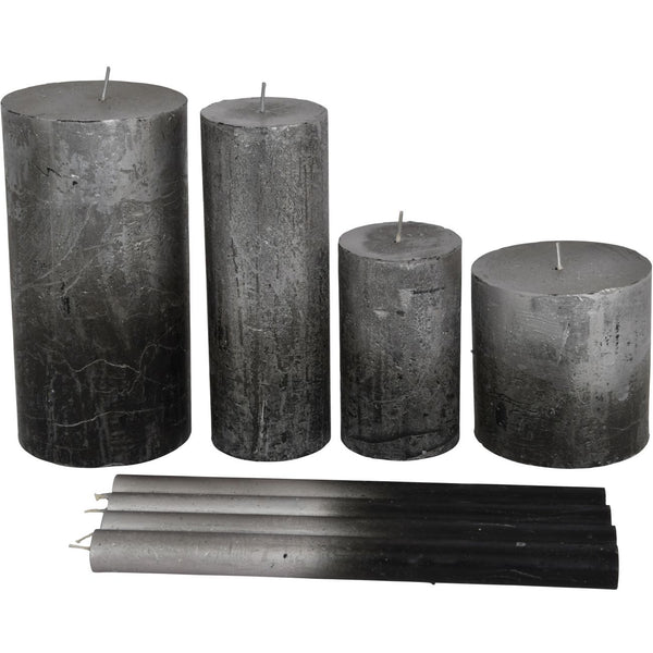 Black and Silver Ombre Pillar Candle 10x20cm by Libra, image 4