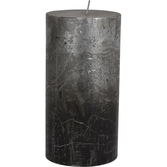 Libra Black and Silver Ombre Pillar Candle 10x20cm