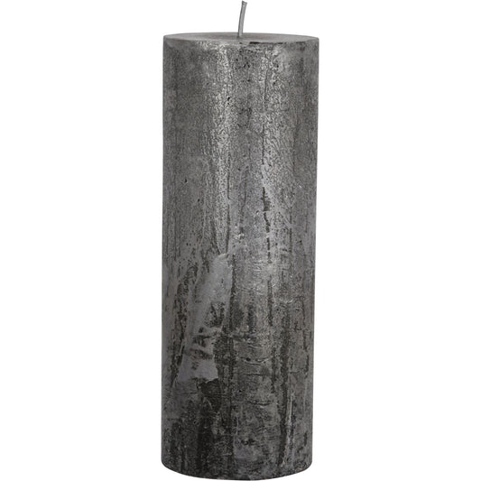 Libra Black and Silver Ombre Pillar Candle  7x19cm