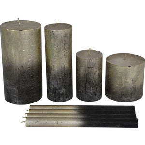 Black and Gold Ombre Pillar Candle 7x12cm by Libra, image 4