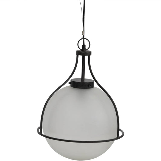 Jupiter Globe Pendant Oak Wood Finish, Frosted Glass - E27 60W