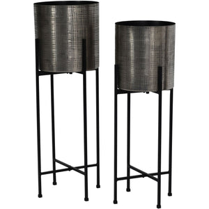 Clyde Floor Standing Nickel Set of 2 Planters by Libra, image 2