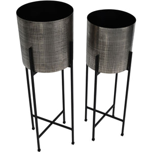Clyde Floor Standing Nickel Set of 2 Planters by Libra, image 3