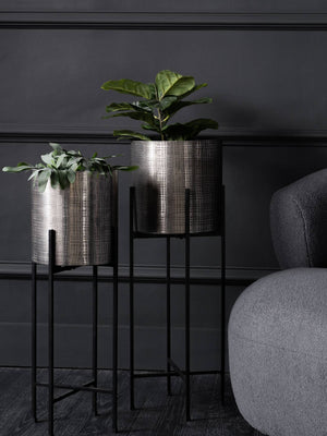 Clyde Floor Standing Nickel Set of 2 Planters by Libra, image 6