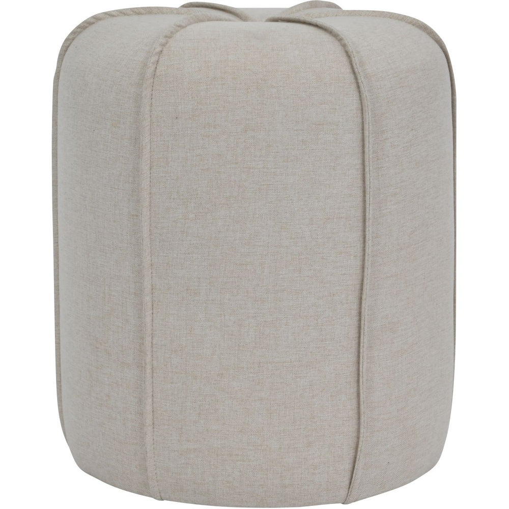Seamed Button Stool in Oatmeal Fabric by Libra