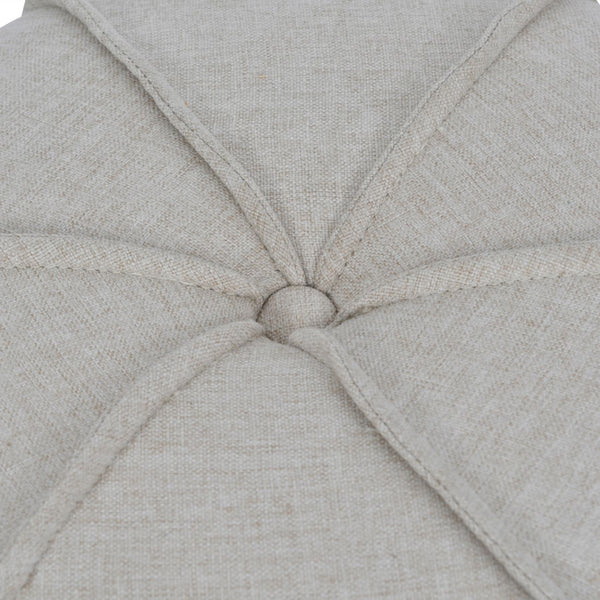Seamed Button Stool in Oatmeal Fabric by Libra, image 3