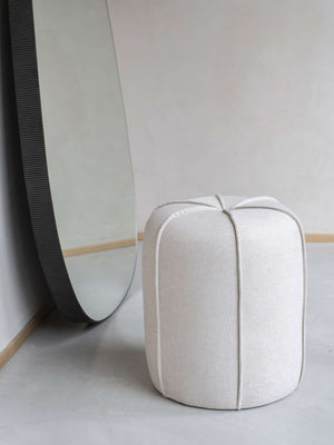 Seamed Button Stool in Oatmeal Fabric by Libra, image 5
