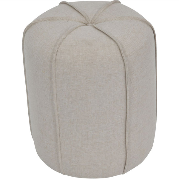 Seamed Button Stool in Oatmeal Fabric by Libra