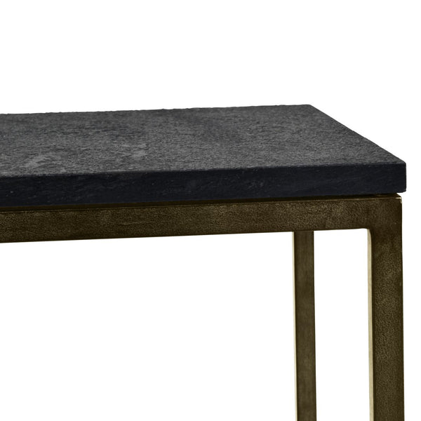 Kirkstone Set of 2 Iron Side Tables in Aged Champagne with Galaxy Slate by Libra, image 3