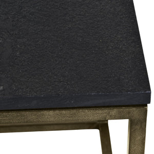 Kirkstone Set of 2 Iron Side Tables in Aged Champagne with Galaxy Slate by Libra, image 4