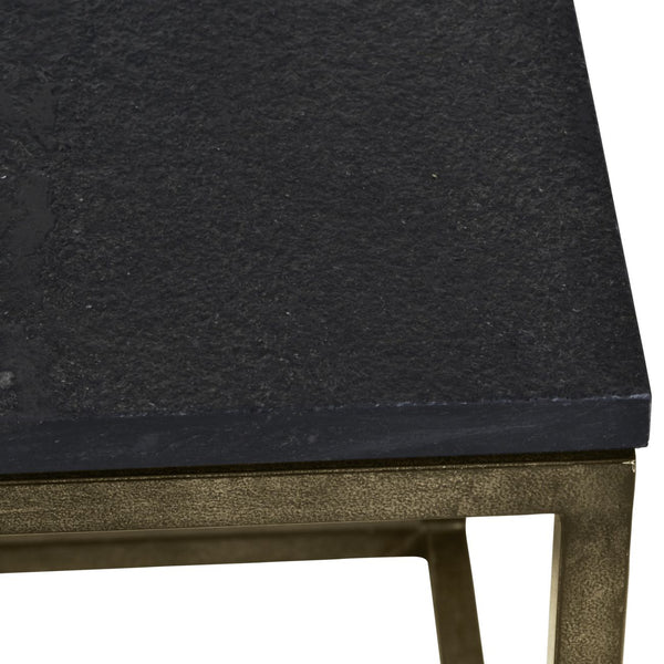 Kirkstone Set of 2 Iron Side Tables in Aged Champagne with Galaxy Slate by Libra, image 4