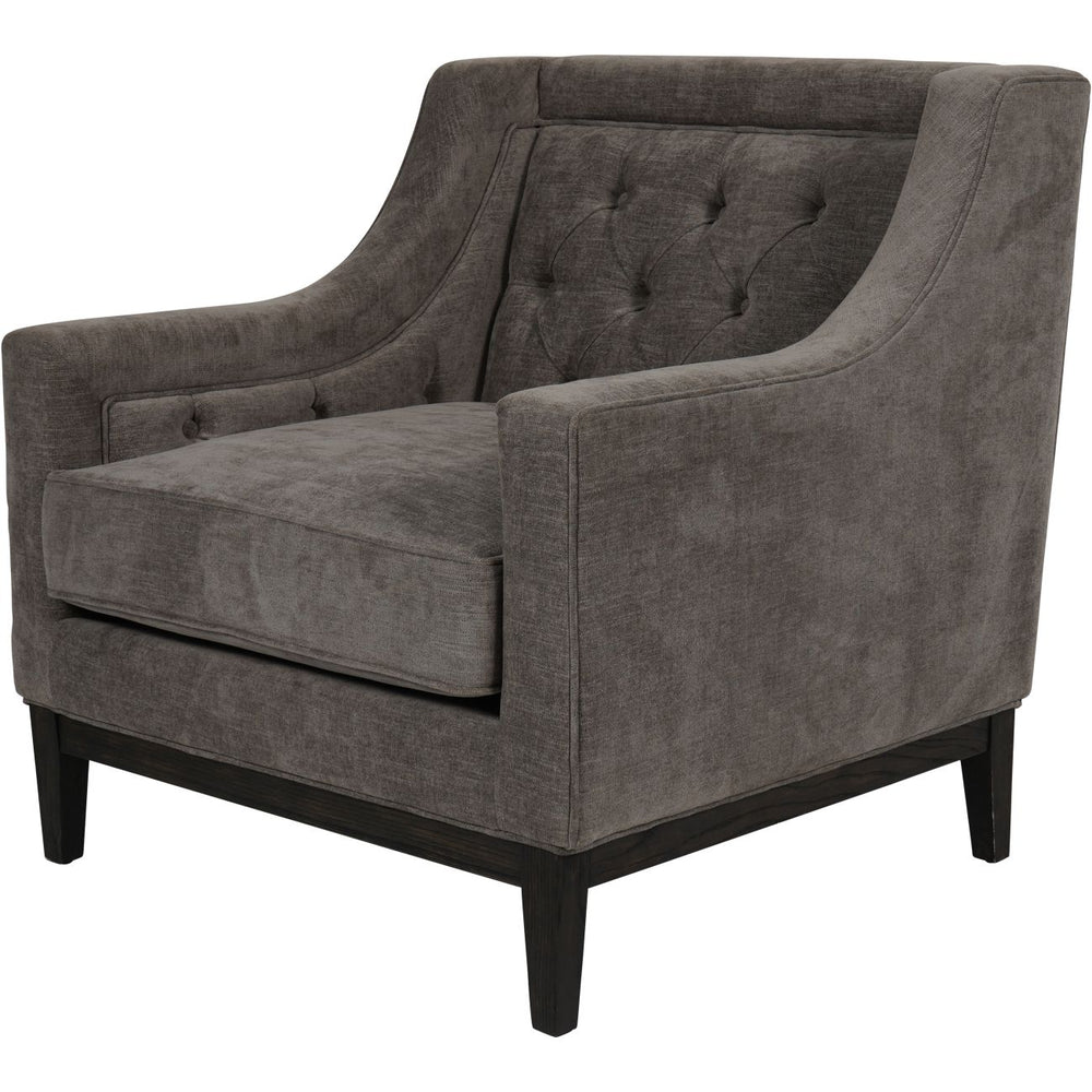 Theodore Buttoned Armchair in Warm Grey Fabric by Libra