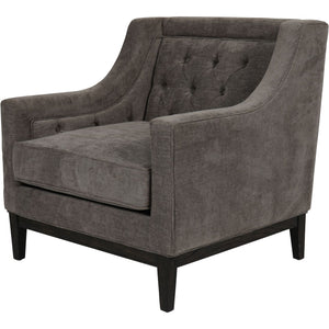 Theodore Buttoned Armchair in Warm Grey Fabric by Libra, image 2