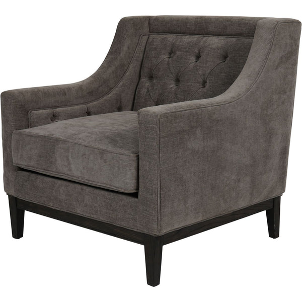 Theodore Buttoned Armchair in Warm Grey Fabric by Libra, image 2
