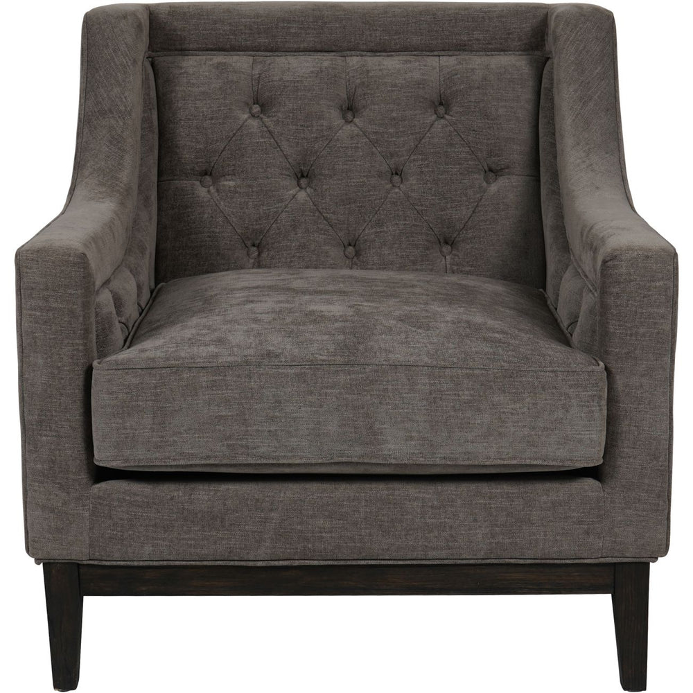 Theodore Buttoned Armchair in Warm Grey Fabric by Libra