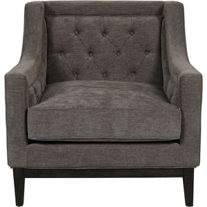 Theodore Buttoned Armchair in Warm Grey Fabric by Libra