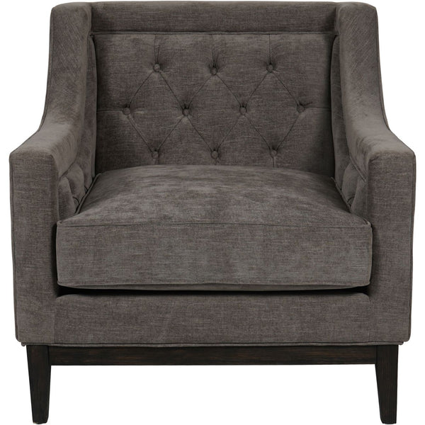 Theodore Buttoned Armchair in Warm Grey Fabric by Libra
