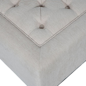 Theodore Buttoned Stool in Ivory Fabric 81x61cm by Libra, image 3