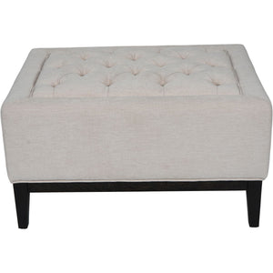 Theodore Buttoned Stool in Ivory Fabric 81x61cm by Libra