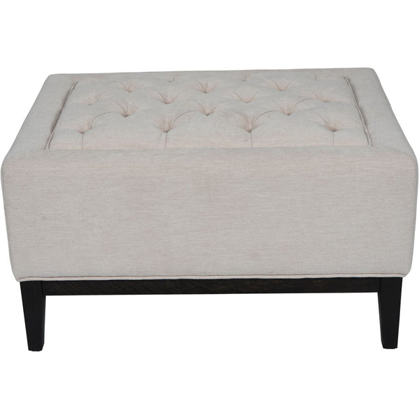Theodore Buttoned Stool in Ivory Fabric 81x61cm by Libra